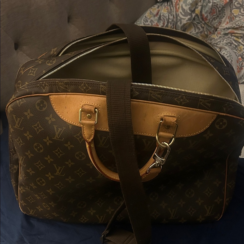 Louis Vuitton Brown Monogram Duffel with Tan Leather Trim